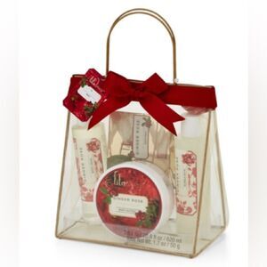 Lila Grace Ginger Rose 5-Piece Bath & Body Organza Tote Set New